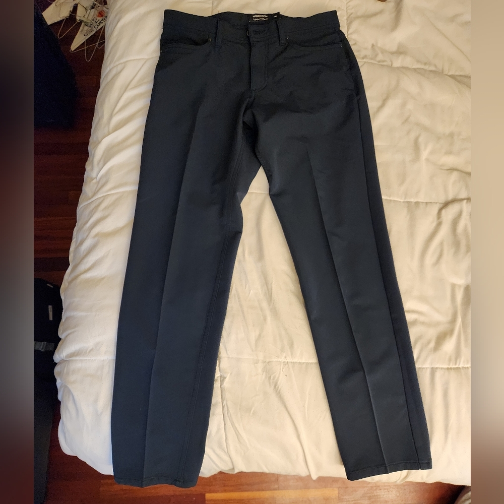 Men's Pleated Navy Blue Trousers - Nordstrom Tech Smart Slim Fit 30W